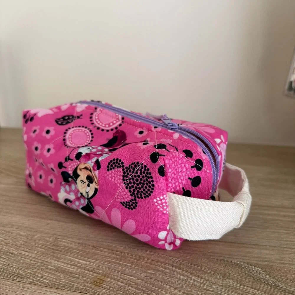 Handmade Pink Mickey Large Zipper Pouch Cosmetics Makeup Bag - New‎ Item